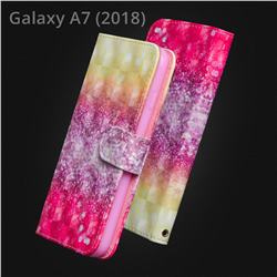 Gradient Rainbow 3D Painted Leather Wallet Case for Samsung Galaxy A7 (2018)