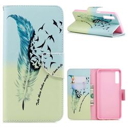 Feather Bird Leather Wallet Case for Samsung Galaxy A7 (2018)