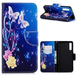 Yellow Flower Butterfly Leather Wallet Case for Samsung Galaxy A7 (2018)