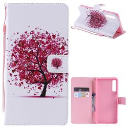 Colored Red Tree PU Leather Wallet Case for Samsung Galaxy A7 (2018)