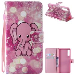 Pink Elephant PU Leather Wallet Case for Samsung Galaxy A7 (2018)