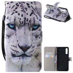 White Leopard PU Leather Wallet Case for Samsung Galaxy A7 (2018)