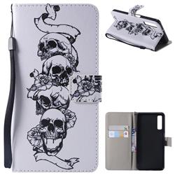 Skull Head PU Leather Wallet Case for Samsung Galaxy A7 (2018)