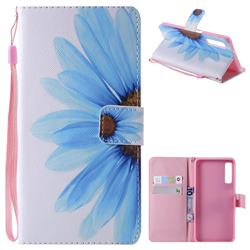 Blue Sunflower PU Leather Wallet Case for Samsung Galaxy A7 (2018)