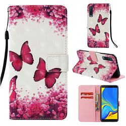 Rose Butterfly 3D Painted Leather Wallet Case for Samsung Galaxy A7 (2018)