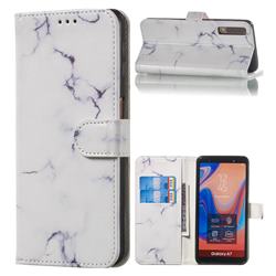 Soft White Marble PU Leather Wallet Case for Samsung Galaxy A7 (2018) A750