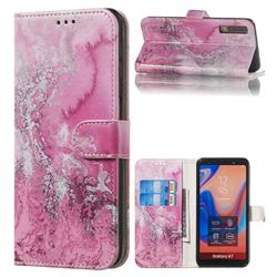 Pink Seawater PU Leather Wallet Case for Samsung Galaxy A7 (2018) A750