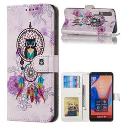 Wind Chimes Owl 3D Relief Oil PU Leather Wallet Case for Samsung Galaxy A7 (2018) A750