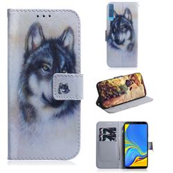 Snow Wolf PU Leather Wallet Case for Samsung Galaxy A7 (2018) A750