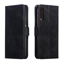 Retro Classic Calf Pattern Leather Wallet Phone Case for Samsung Galaxy A7 (2018) A750 - Black