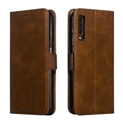 Retro Classic Calf Pattern Leather Wallet Phone Case for Samsung Galaxy A7 (2018) A750 - Brown
