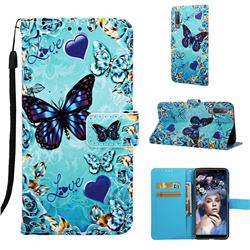 Love Butterfly Matte Leather Wallet Phone Case for Samsung Galaxy A7 (2018) A750