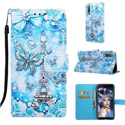 Tower Butterfly Matte Leather Wallet Phone Case for Samsung Galaxy A7 (2018) A750