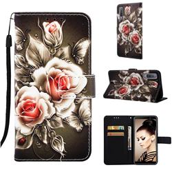 Black Rose Matte Leather Wallet Phone Case for Samsung Galaxy A7 (2018) A750