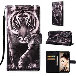 Black and White Tiger Matte Leather Wallet Phone Case for Samsung Galaxy A7 (2018) A750