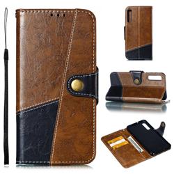 Retro Magnetic Stitching Wallet Flip Cover for Samsung Galaxy A7 (2018) A750 - Brown