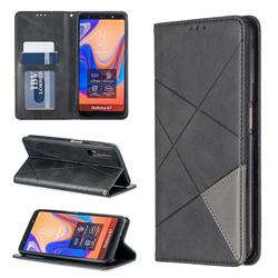 Prismatic Slim Magnetic Sucking Stitching Wallet Flip Cover for Samsung Galaxy A7 (2018) A750 - Black