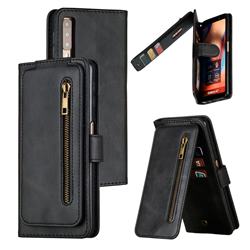 Multifunction 9 Cards Leather Zipper Wallet Phone Case for Samsung Galaxy A7 (2018) A750 - Black