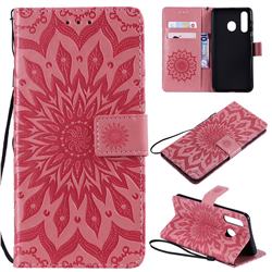 Embossing Sunflower Leather Wallet Case for Samsung Galaxy A8s - Pink