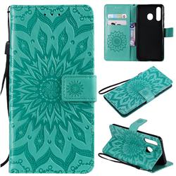 Embossing Sunflower Leather Wallet Case for Samsung Galaxy A8s - Green