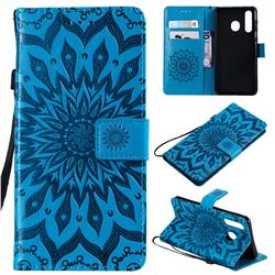 Embossing Sunflower Leather Wallet Case for Samsung Galaxy A8s - Blue