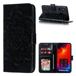 Intricate Embossing Datura Solar Leather Wallet Case for Samsung Galaxy A8s - Black