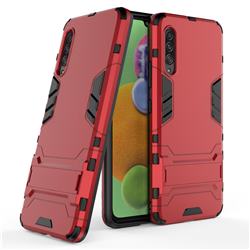 Armor Premium Tactical Grip Kickstand Shockproof Dual Layer Rugged Hard Cover for Samsung Galaxy A90 5G - Wine Red