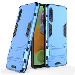 Armor Premium Tactical Grip Kickstand Shockproof Dual Layer Rugged Hard Cover for Samsung Galaxy A90 5G - Light Blue
