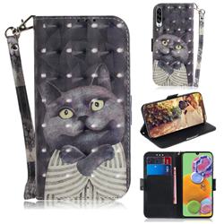 Cat Embrace 3D Painted Leather Wallet Phone Case for Samsung Galaxy A90 5G