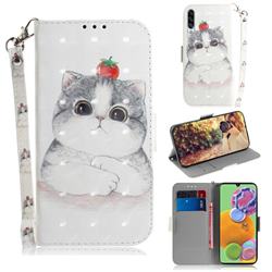 Cute Tomato Cat 3D Painted Leather Wallet Phone Case for Samsung Galaxy A90 5G