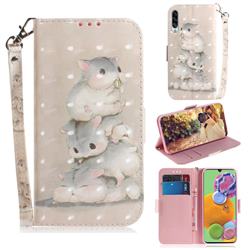 Three Squirrels 3D Painted Leather Wallet Phone Case for Samsung Galaxy A90 5G