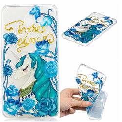 Blue Flower Unicorn Clear Varnish Soft Phone Back Cover for Samsung Galaxy A9 (2018) / A9 Star Pro / A9s