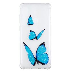 Blue butterfly Anti-fall Clear Varnish Soft TPU Back Cover for Samsung Galaxy A9 (2018) / A9 Star Pro / A9s