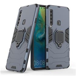 Black Panther Armor Metal Ring Grip Shockproof Dual Layer Rugged Hard Cover for Samsung Galaxy A9 (2018) / A9 Star Pro / A9s - Blue