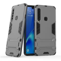 Armor Premium Tactical Grip Kickstand Shockproof Dual Layer Rugged Hard Cover for Samsung Galaxy A9 (2018) / A9 Star Pro / A9s - Gray