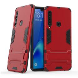 Armor Premium Tactical Grip Kickstand Shockproof Dual Layer Rugged Hard Cover for Samsung Galaxy A9 (2018) / A9 Star Pro / A9s - Wine Red