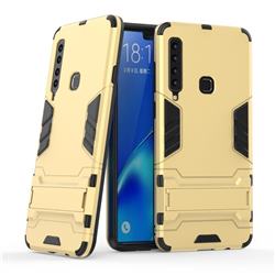 Armor Premium Tactical Grip Kickstand Shockproof Dual Layer Rugged Hard Cover for Samsung Galaxy A9 (2018) / A9 Star Pro / A9s - Golden