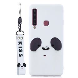 White Feather Panda Soft Kiss Candy Hand Strap Silicone Case for Samsung Galaxy A9 (2018) / A9 Star Pro / A9s