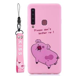 Pink Cute Pig Soft Kiss Candy Hand Strap Silicone Case for Samsung Galaxy A9 (2018) / A9 Star Pro / A9s
