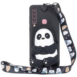 Cute Panda Neck Lanyard Zipper Wallet Silicone Case for Samsung Galaxy A9 (2018) / A9 Star Pro / A9s