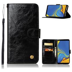 Luxury Retro Leather Wallet Case for Samsung Galaxy A9 (2018) / A9 Star Pro / A9s - Black