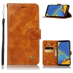 Luxury Retro Leather Wallet Case for Samsung Galaxy A9 (2018) / A9 Star Pro / A9s - Golden