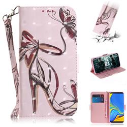 Butterfly High Heels 3D Painted Leather Wallet Phone Case for Samsung Galaxy A9 (2018) / A9 Star Pro / A9s