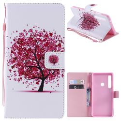 Colored Red Tree PU Leather Wallet Case for Samsung Galaxy A9 (2018) / A9 Star Pro / A9s