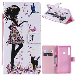 Petals and Cats PU Leather Wallet Case for Samsung Galaxy A9 (2018) / A9 Star Pro / A9s