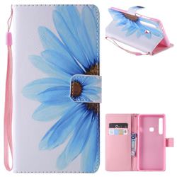 Blue Sunflower PU Leather Wallet Case for Samsung Galaxy A9 (2018) / A9 Star Pro / A9s