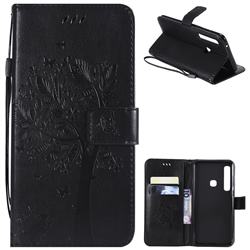 Embossing Butterfly Tree Leather Wallet Case for Samsung Galaxy A9 (2018) / A9 Star Pro / A9s - Black