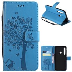 Embossing Butterfly Tree Leather Wallet Case for Samsung Galaxy A9 (2018) / A9 Star Pro / A9s - Blue