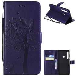 Embossing Butterfly Tree Leather Wallet Case for Samsung Galaxy A9 (2018) / A9 Star Pro / A9s - Purple
