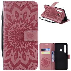 Embossing Sunflower Leather Wallet Case for Samsung Galaxy A9 (2018) / A9 Star Pro / A9s - Pink